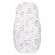 Baby Winter Footmuff – Bear Print White / Beige, One Size