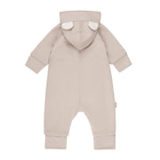 Bear-Ear Cotton-Lined Merino Wool Baby Overall – Beige
