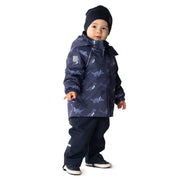Blue Dinosaur Print Spring/Autumn Jacket and Bib Pants Set