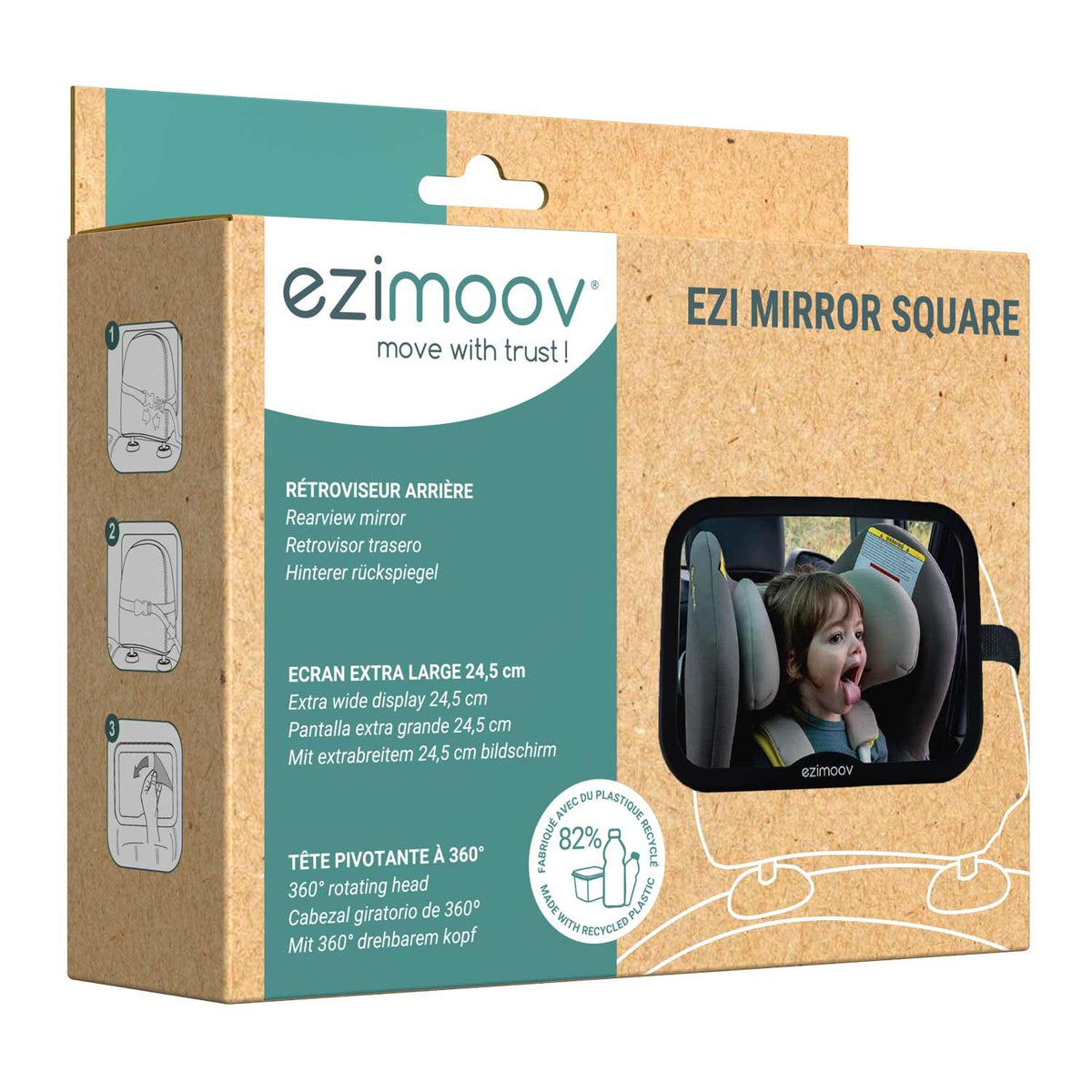 Ezimoov EZI Mirror Square – bilspegel med 360° justering