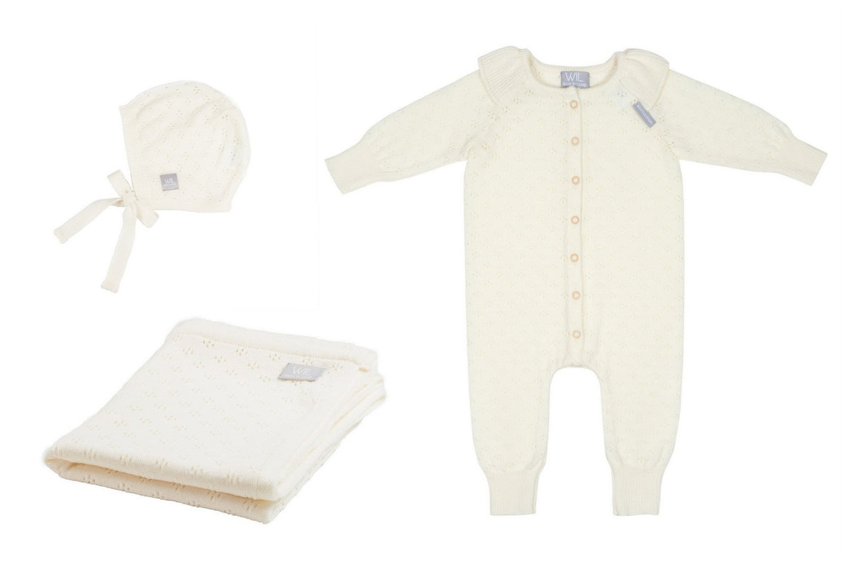 LOVE Gift Set For Baby - Blanket, Romper and Bonnet